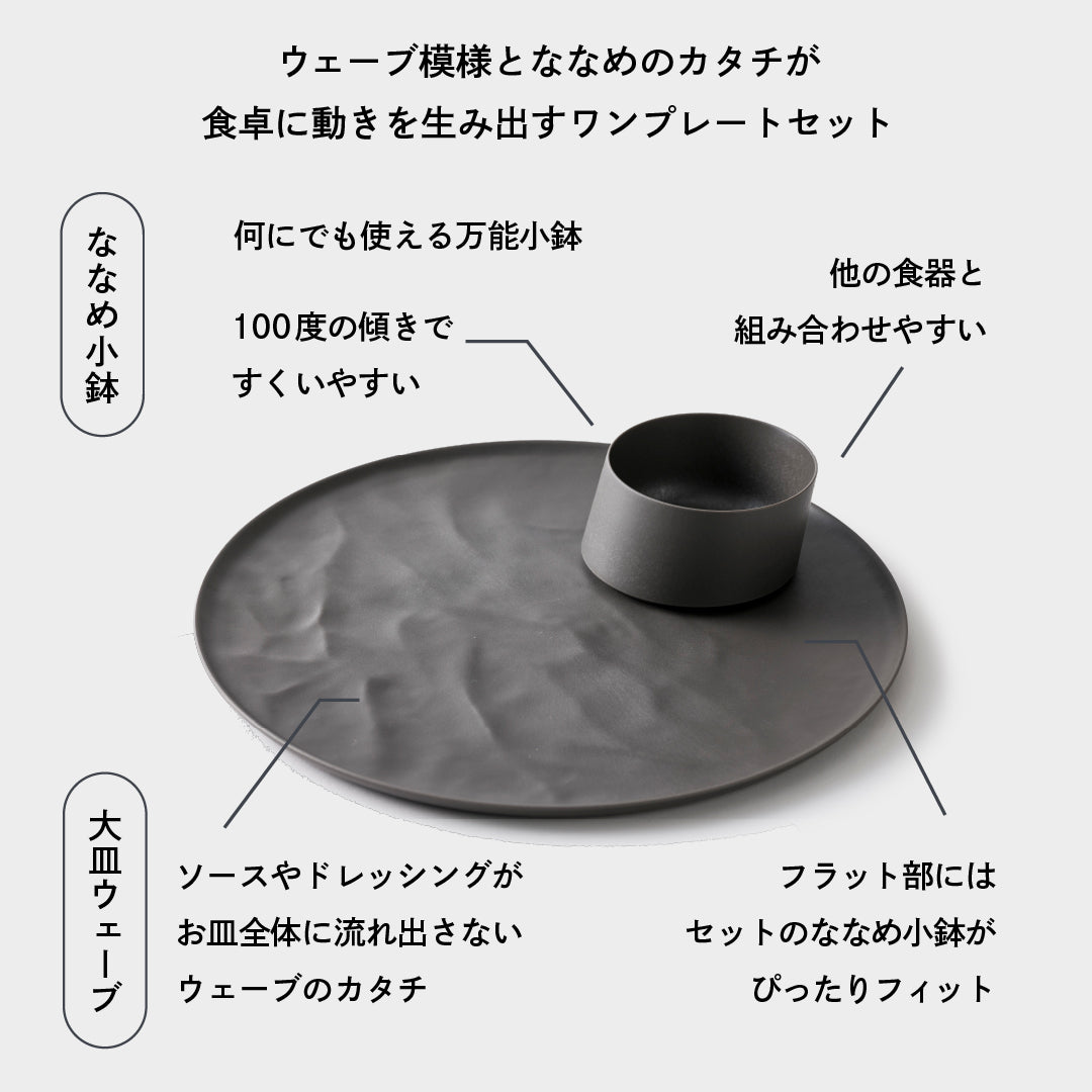 <公式HP限定>【5%OFF!】ちょこっと 朝のワンプレートセット(大皿ウェーブ・ななめ小鉢)