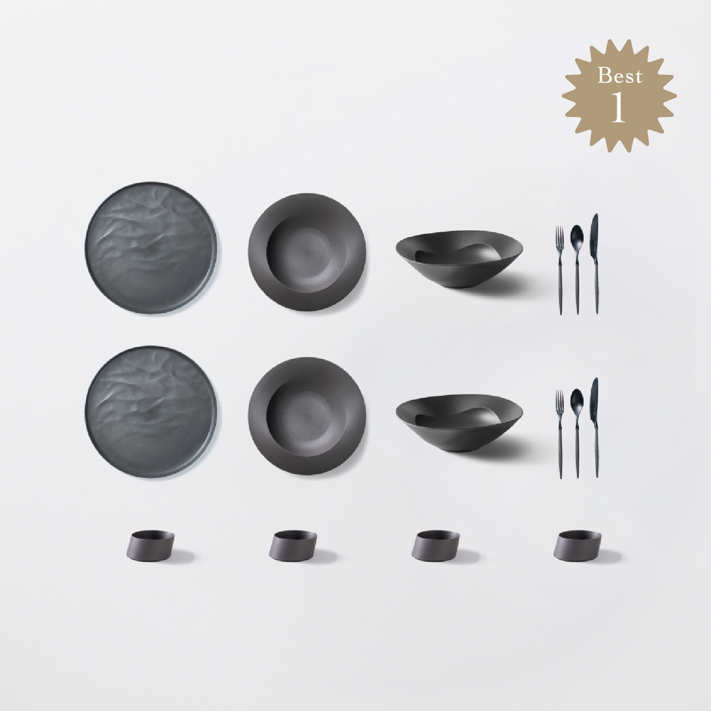 ＜公式HP限定＞まとめて揃う！人気のARAS16点セット(大皿ウェーブ・深皿スクープ・深鉢ミルー・カトラリー3種　各2　＋　ななめ小鉢　4個)